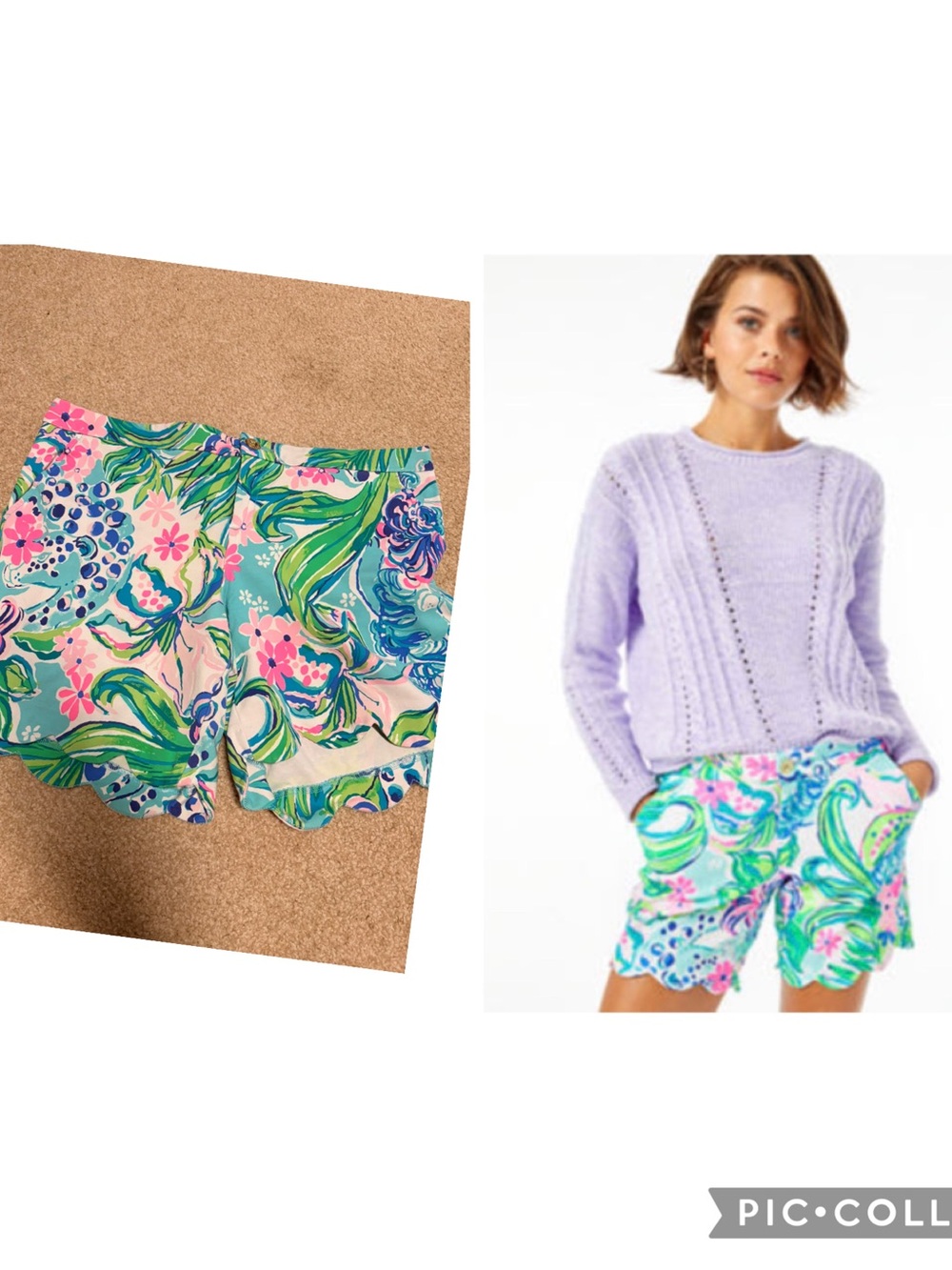 Lilly Pulitzer Multi Floral 7” Darci Knit Scallop Hem Shorts